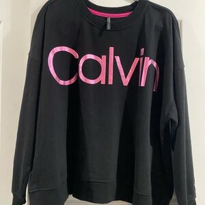 Calvin Klein Women's Black Sweatshirt with Pink Logo